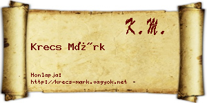 Krecs Márk névjegykártya
